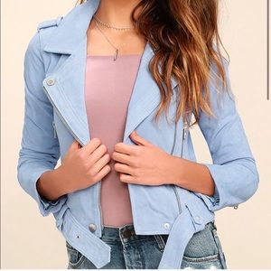 BLANKNYC Suede Moto Jacket  XS SKYBlue